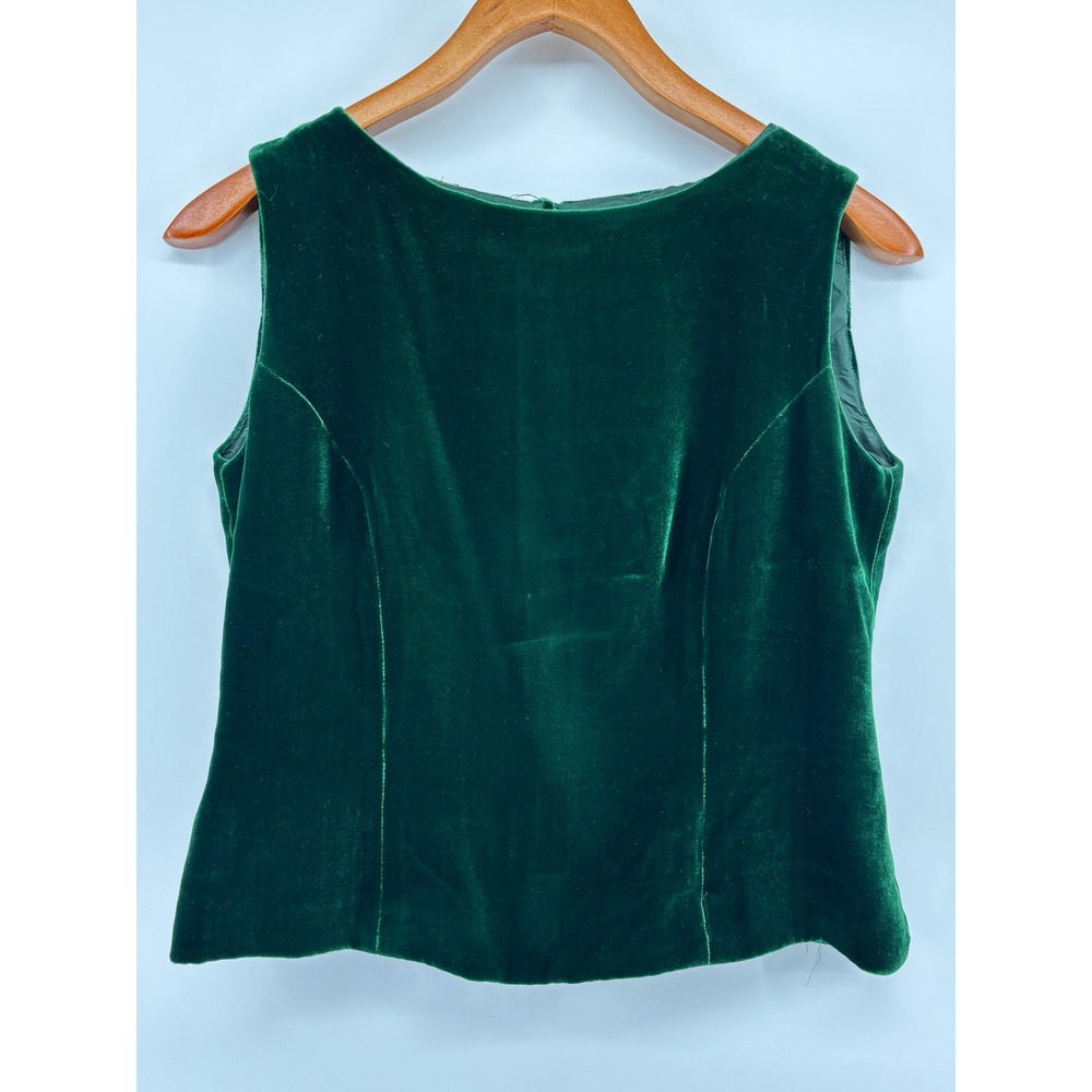 AKA Eddie Bauer‎ Emerald Green Silk Blend Velvet Tank Top Shell Women 4P Whimsy